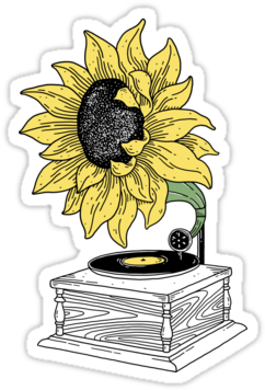 Singing In The Sun By Prawidana Tumblr Clipart, Tumblr - Sunflower Sticker Tumblr Png (375x360), Png Download
