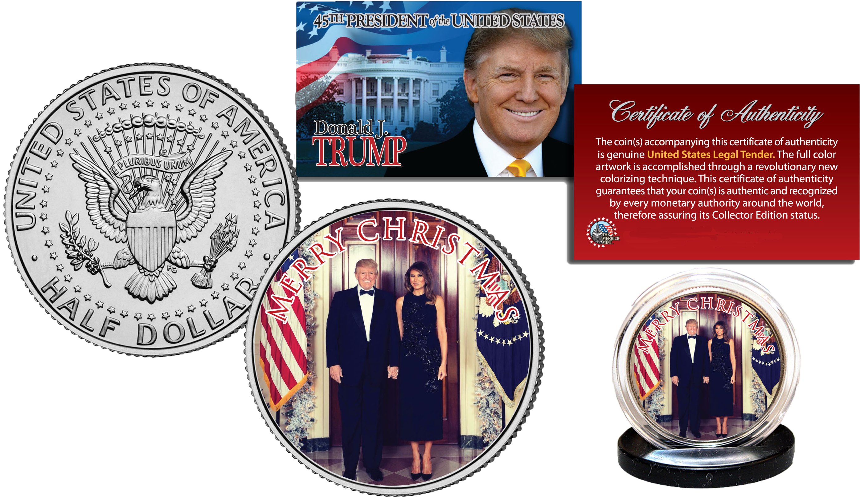 Donald & Melania Trump Christmas Jfk Half Dollar U - 50th Anniversary Special 50 Year Logo 2014 Jfk Kennedy (2048x1185), Png Download