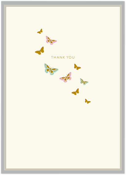 Pack Of 10 Butterflies Thank You Note Cards - Illustration (600x600), Png Download