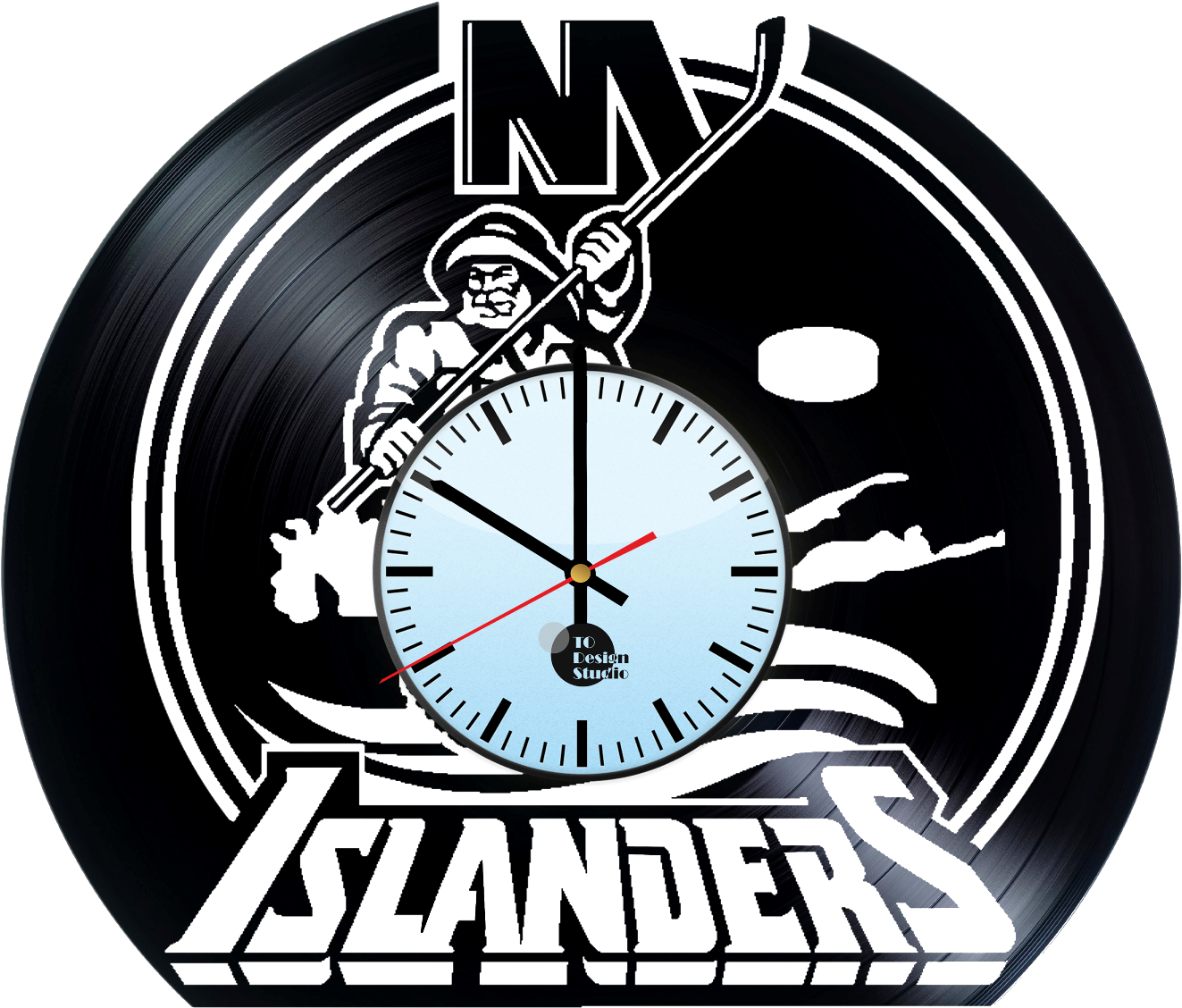 New York Islanders Fisherman Logo Handmade Vinyl Record - New York Islanders Logo Hockey Sport Art 24x18 Print (1500x1500), Png Download