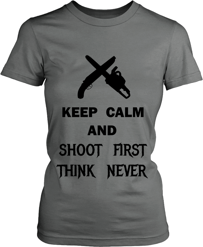 Shoot First Think Never Ash Williams - Here For The Boos (ladies). - District Made Womens (1000x1000), Png Download