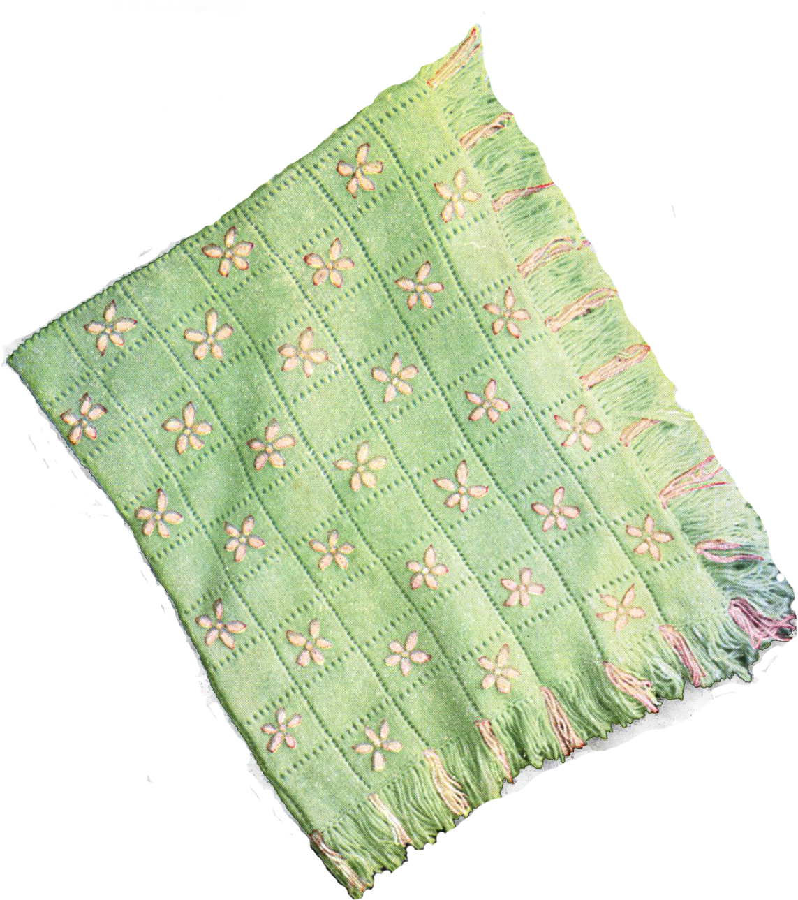 Knitted Baby Blanket With Embroidery Pattern Vintage - Knitting (1210x1312), Png Download