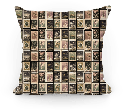 Vintage Space Stamp Pattern Pillow - Cushion (484x484), Png Download