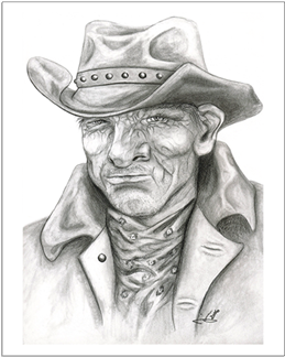 Cowboy Drawing Posters Picture Of Old Cowboy Face Contains - Cow Boy Optical Illusion (350x350), Png Download