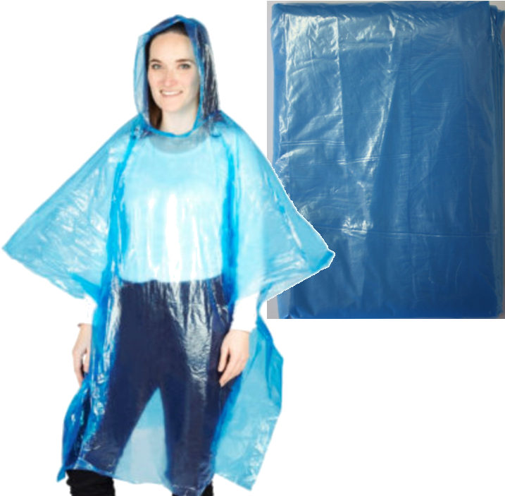 Adult Blue Rain Poncho Box Of - Blue Rain Poncho (727x703), Png Download