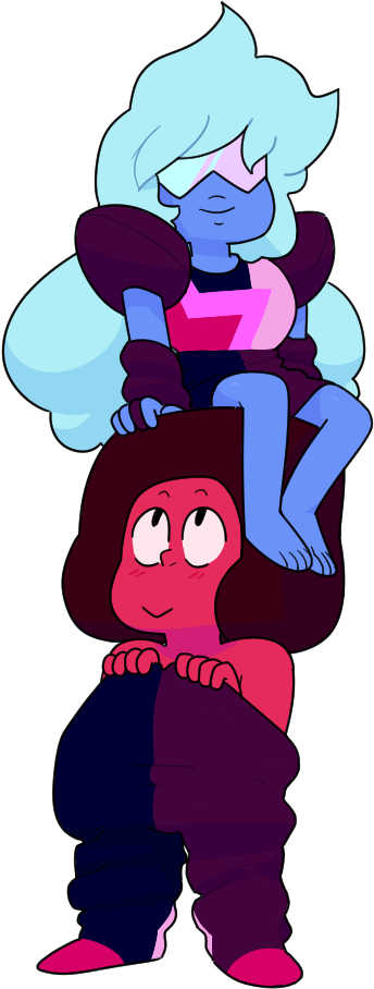 Two Lesbians In A Trench Coat - Ruby And Sapphire Being Cute (600x940), Png Download
