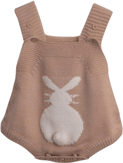 Petite Bello Playsuit Khaki / 6-9 Months Bunny Tail - Toddler Baby Girls Rabbit Knitted Strap Bodysuit Clothes (600x600), Png Download