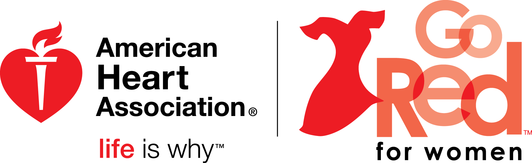 American Heart Association Go Red For Women Logo - American Heart Association Go Red (1806x555), Png Download