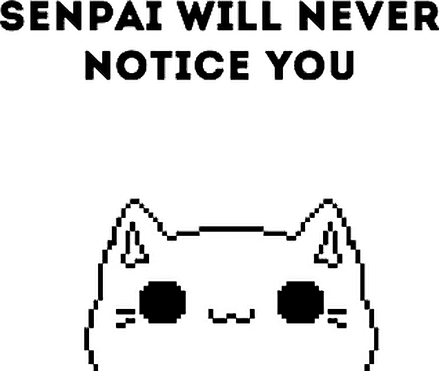Png Anime Senpai Cute Cat Collage Blackandwhite Pastel - Senpai Png (636x538), Png Download
