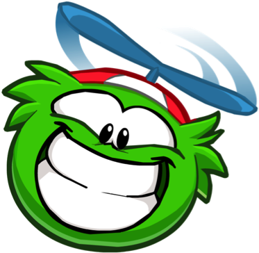 Green Funny Puffle - Club Penguin Green Puffle (391x369), Png Download