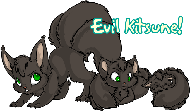 Evil Kitsune - Cartoon (650x400), Png Download