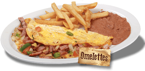 $.75¢) Todos Los Platos De Desayuno Se Sirven Con - Omelette (500x245), Png Download