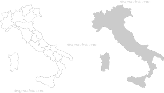 Italy 1 Dwg, Cad Blocks, Free Download - Italy Map Png (540x380), Png Download