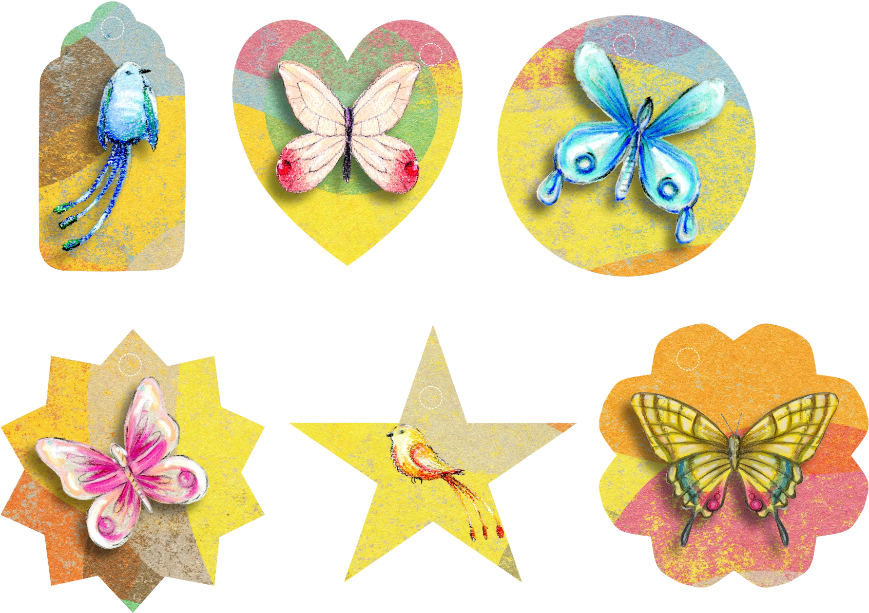 Collage Bird Butterfly Star Tag 1487953 - Evil Plans And Other Stuff: Lined Notebook/journal (1954x1346), Png Download