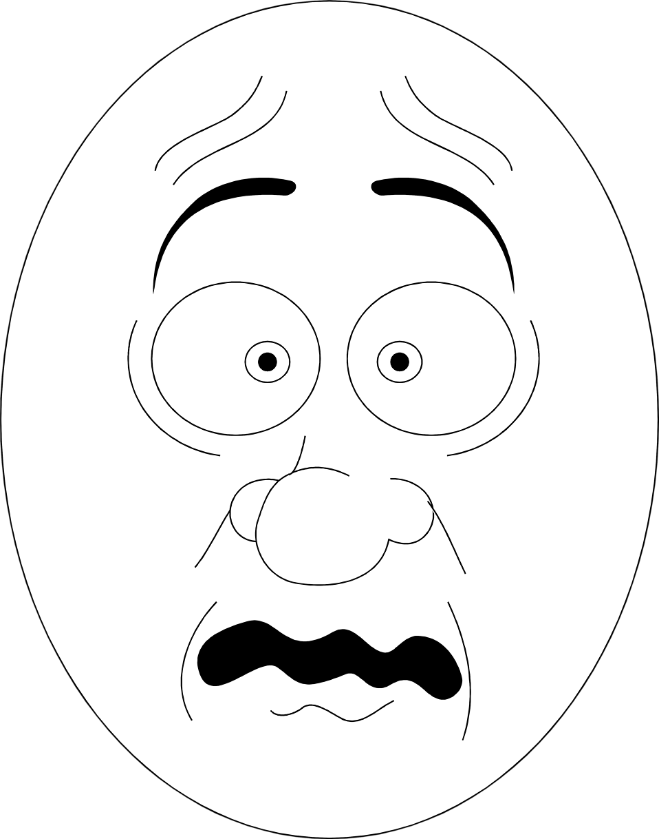 Wtf - Afraid Face Clip Art Black And White (400x508), Png Download