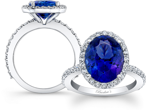 Gemstone Rings - 4.13 Ct Genuine Oval Blue Sapphire Ring 14k White Gold (600x400), Png Download