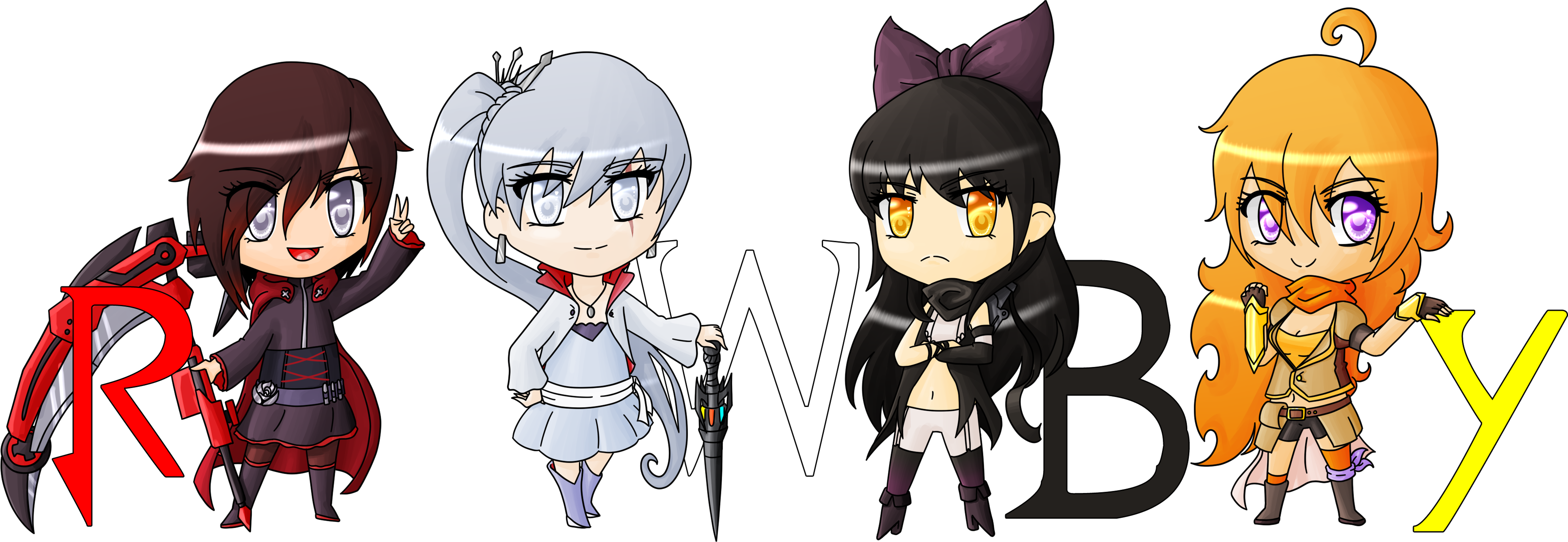 Team Chibi Rwby By Theblackneko On Deviantart (8696x3000), Png Download