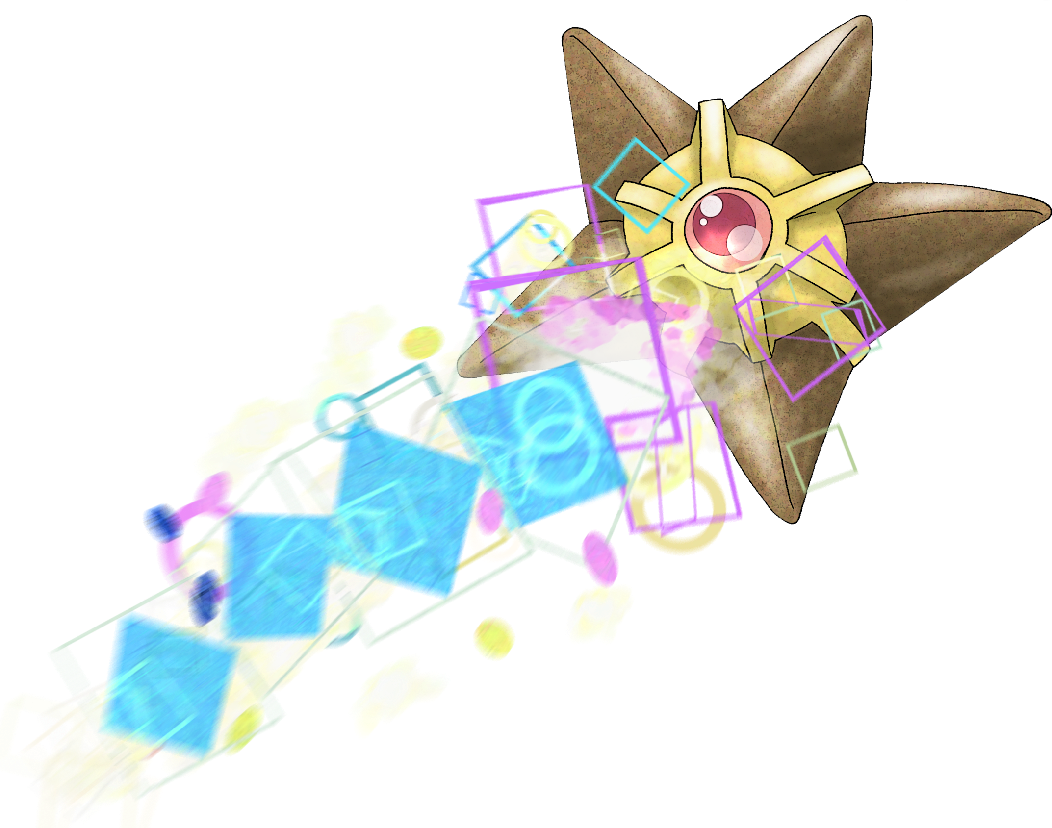 #120 Staryu Used Signal Beam And Power Gem - Illustration (2184x1689), Png Download