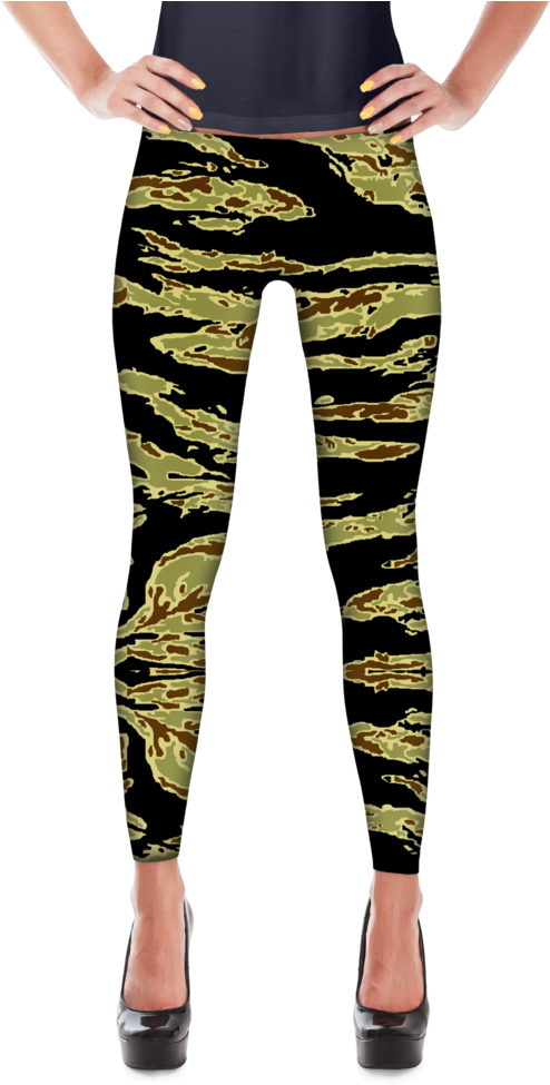 American Tiger Stripe Gold Camo All-over Leggings - Women's Leggings - Back To Prep - Xs (688x1024), Png Download