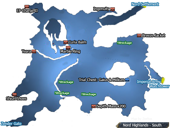 Trails Of Cold Steel Ii Nord Highlands South - Nord Highlands North Map (575x425), Png Download