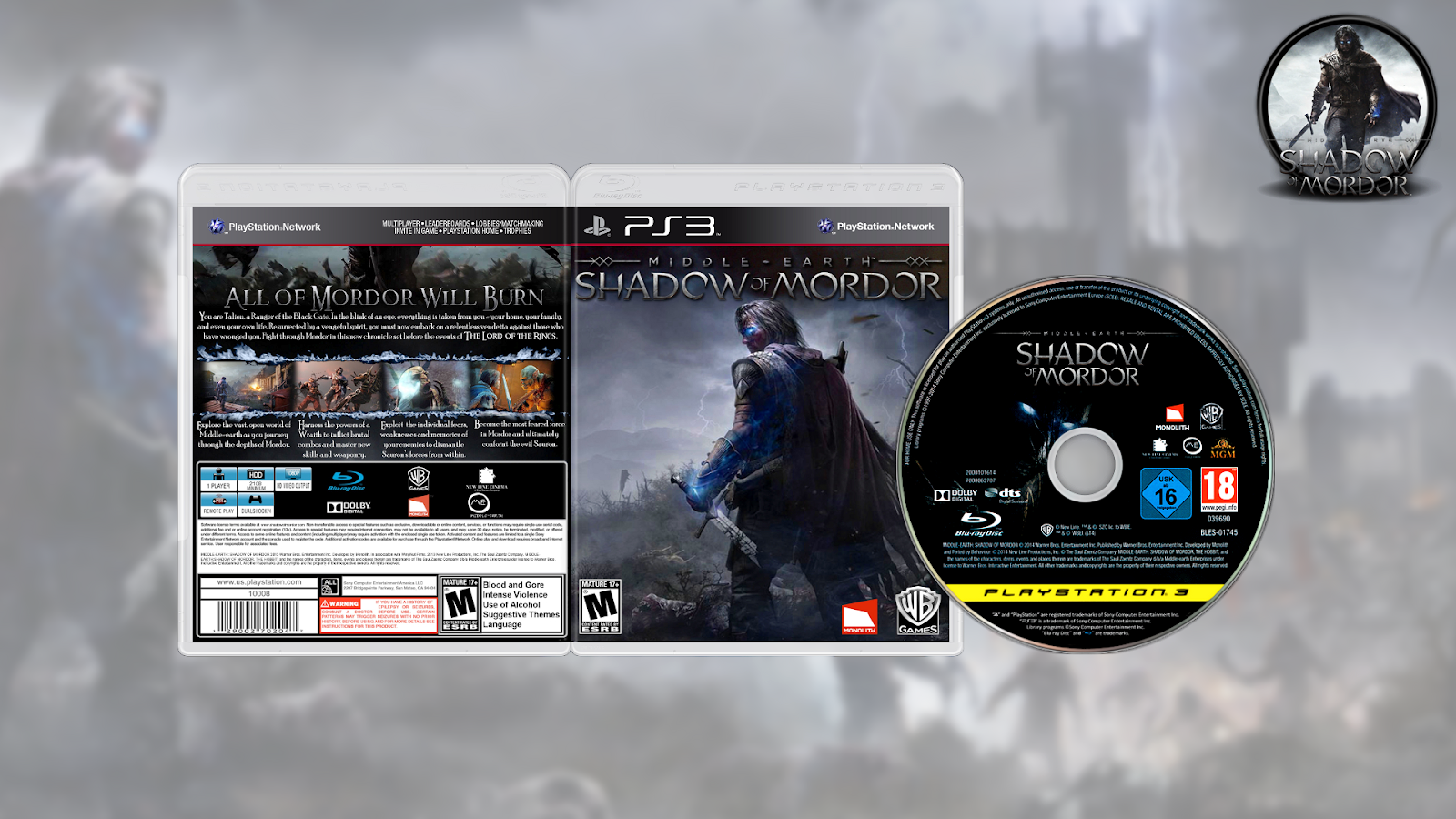Shadow Of Mordor Middle Earth Usa/europe Ps3 Download - Pc Game (1600x900), Png Download