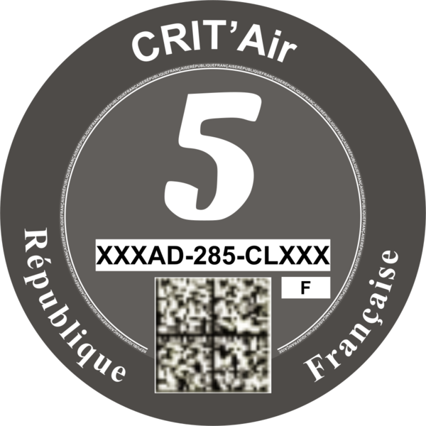 Viñeta Crit'air Gris Clase 5 Francia - France Crit Air Sticker (600x600), Png Download