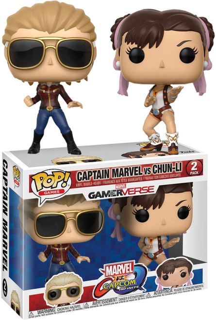 Marvel Vs - Capcom - Infinite - Captain Marvel Vs Chun - Marvel Vs Capcom Funko Pop (445x659), Png Download