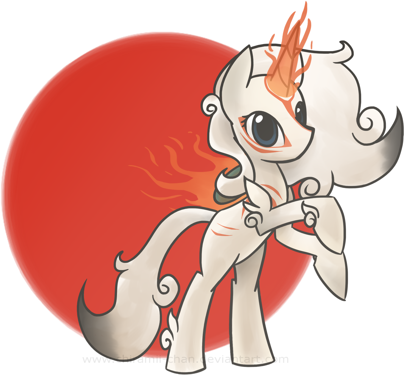 M Ōkami Rainbow Dash Rarity Applejack Pony Red Cartoon - My Little Pony Okami (1610x1300), Png Download
