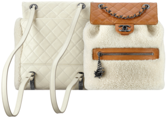 Chanel Fashion - Backpack - Chanel White Fur Backpack (356x454), Png Download