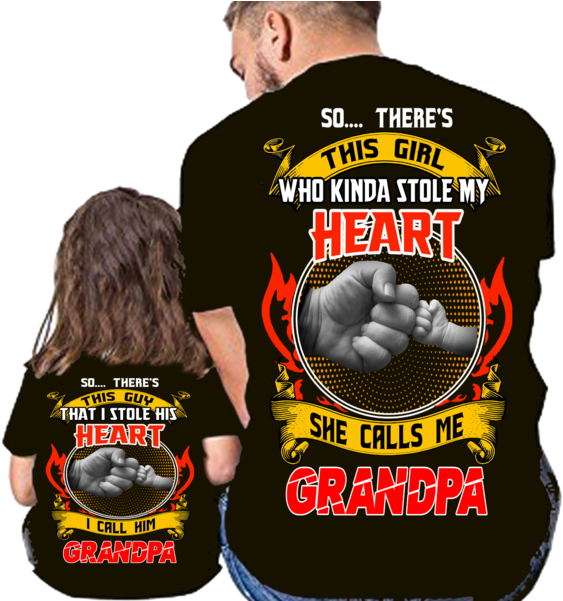 "stole My Heart Grandpa And Granddaughter" - Grandpa Granddaughter Shirts (569x600), Png Download