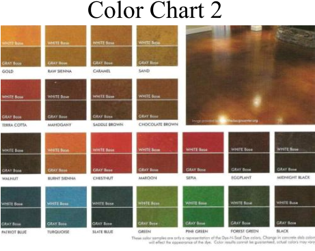 Concrete Dye Color Chart - Kemiko Acid Stain Color (500x374), Png Download