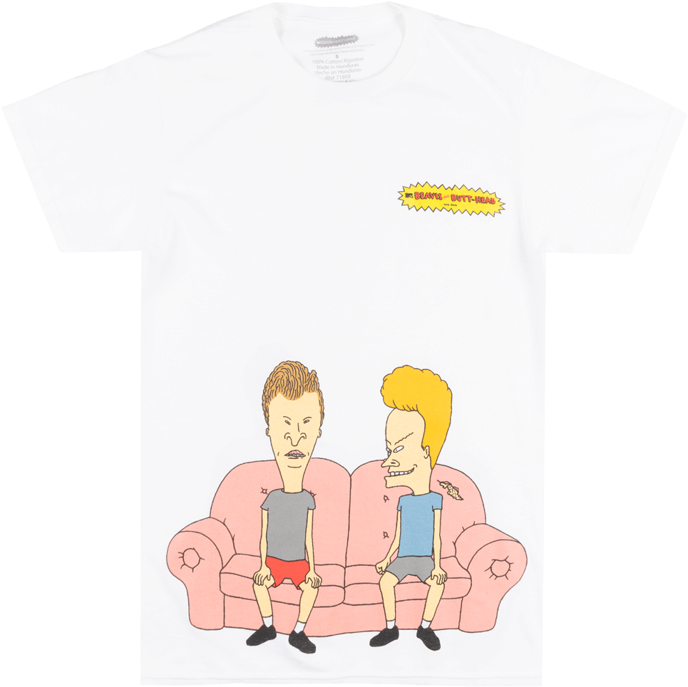 Beavis And Butthead Couch T-shirt White Mens Retro - Beavis And Butthead - Couch Scene - Sticker / Decal (1018x1000), Png Download