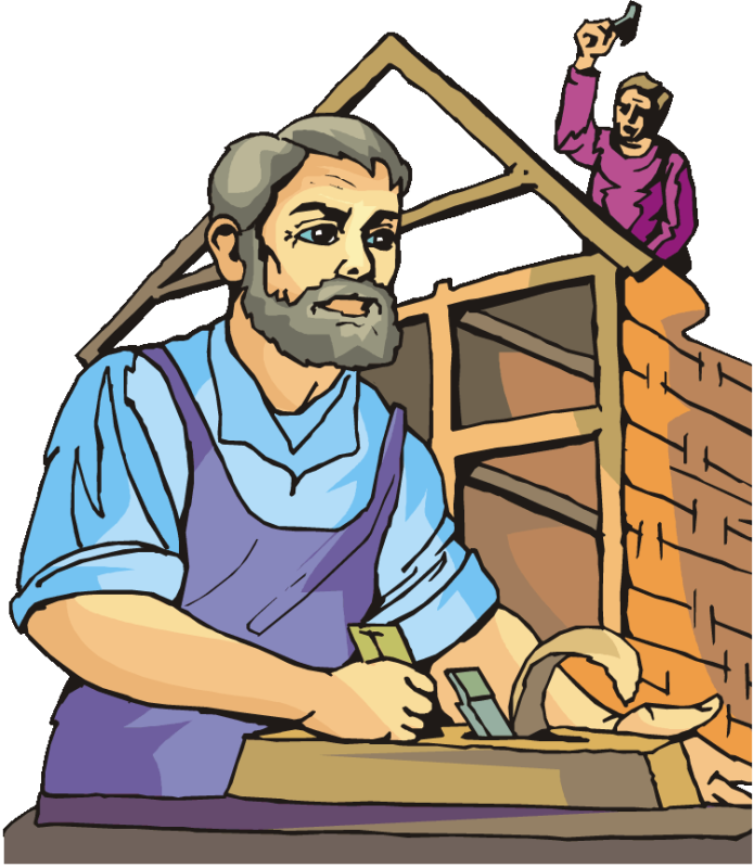 Building A House Clipart - Carpenter Making House Clipart (695x800), Png Download