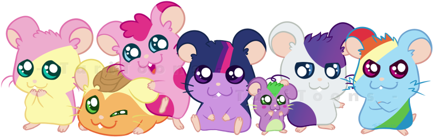 Taritoons, Fluttershy, Group, Hamster, Hamsterfied, - My Little Pony Hamster (900x298), Png Download