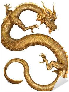 Lucky Chinese Dragon With Gold Metal Scales Sticker - Stock Photography (400x400), Png Download
