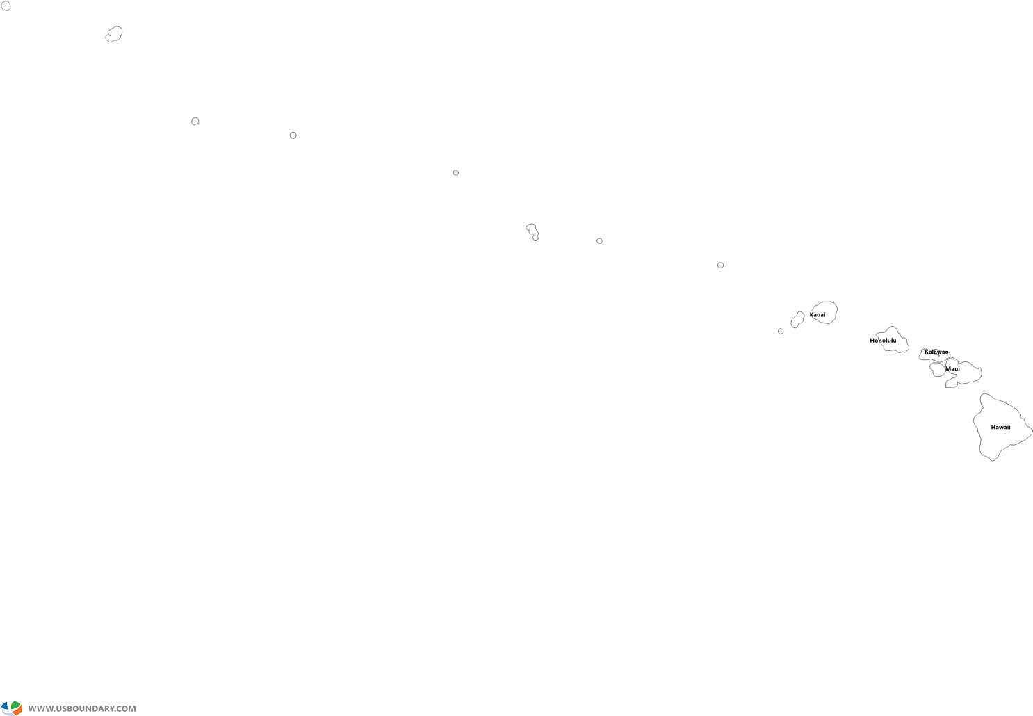 Hawaii Counties Outline Map - Line Art (1584x1123), Png Download