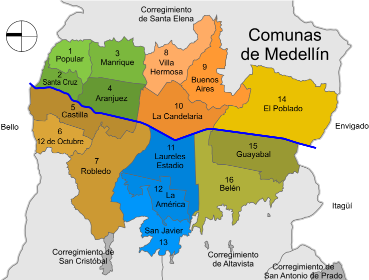 Medellín Colombia City Guide - Comunas De Medellin Mapa (800x560), Png Download