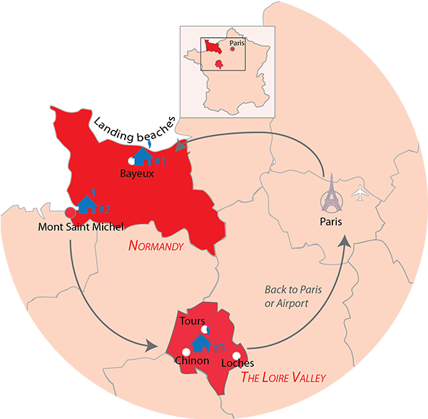 Loire Valley Normandy France Map - France (600x600), Png Download