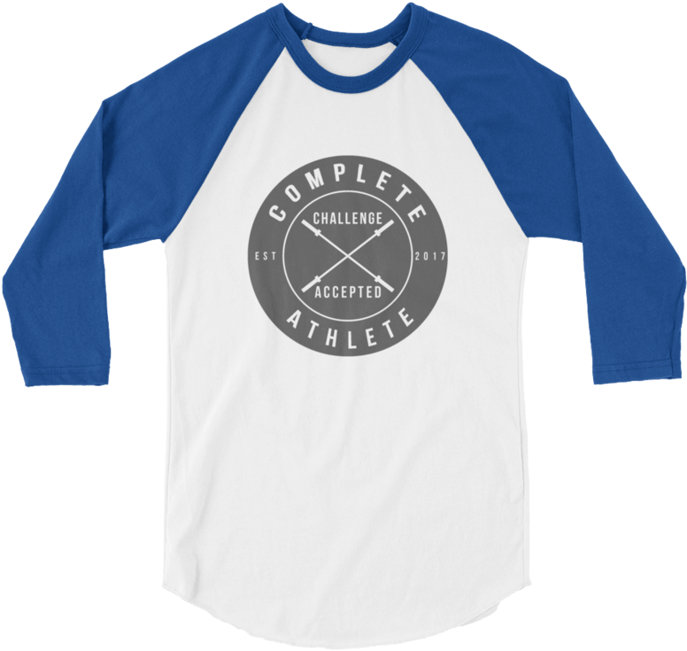 {white/royal} Tultex 3/4 Sleeve Raglan Shirt With Challenge (800x800), Png Download
