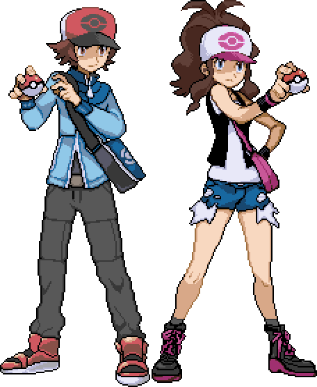 Pokemon Black And White Trainer Battle Sprites - Pokemon Black Trainer Sprite (456x556), Png Download