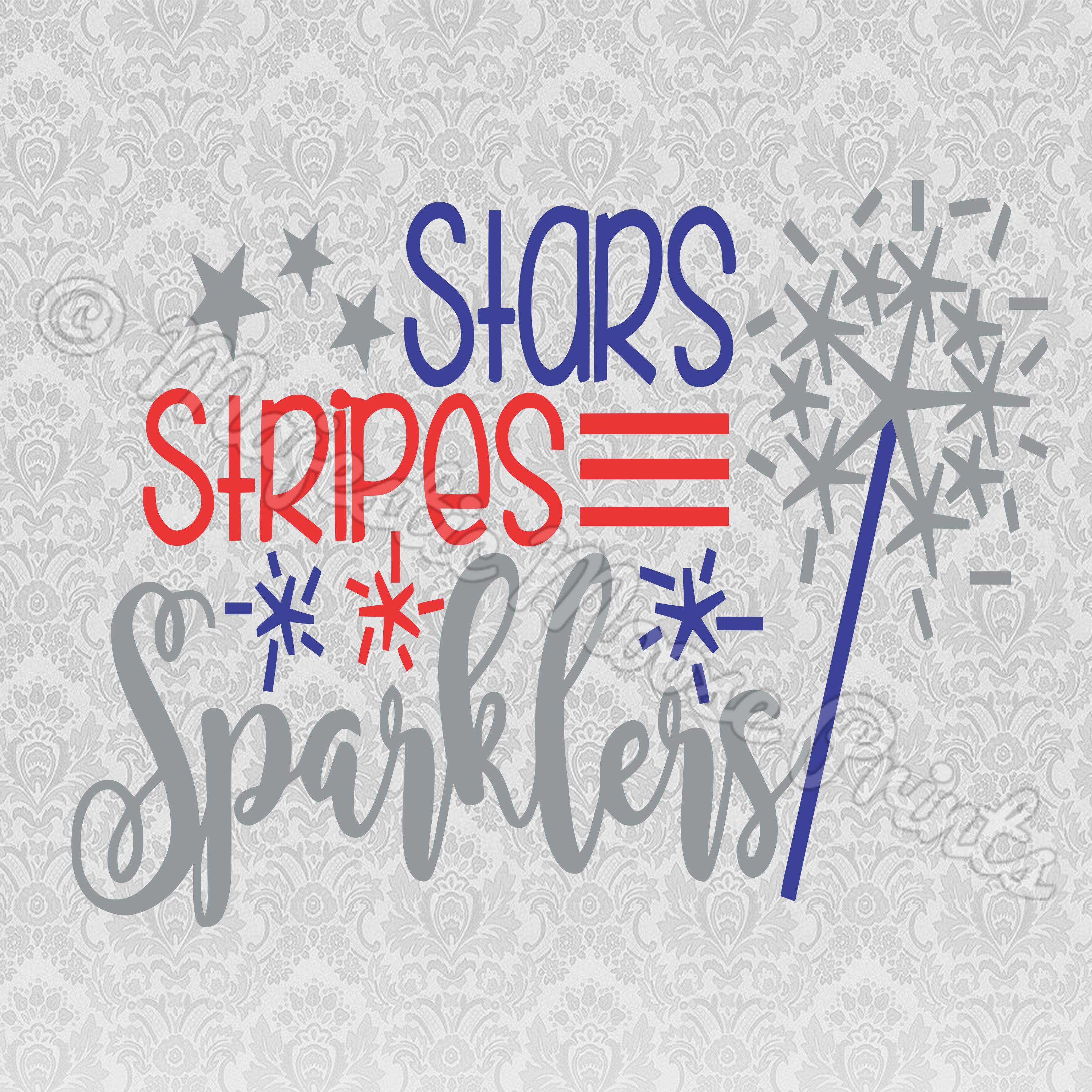 Stars Stripes Sparklers Svg / Clipart (3000x3000), Png Download