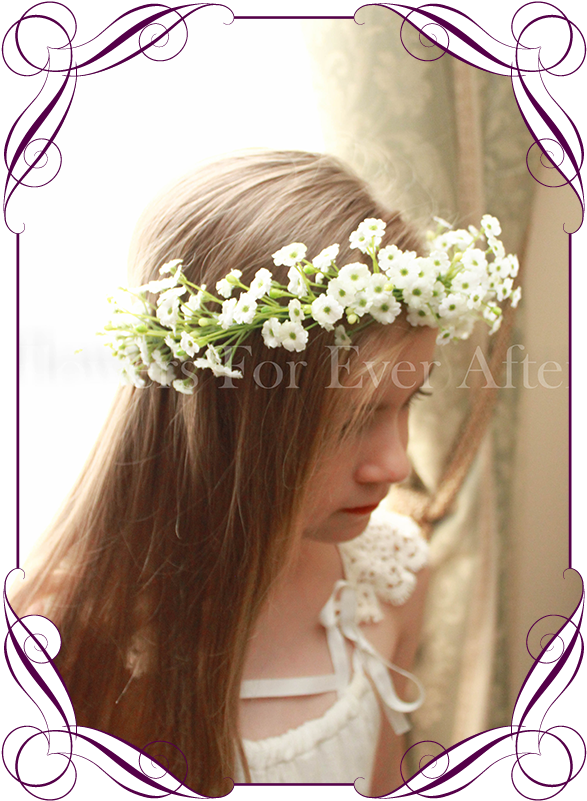 Silk Artificial White Wedding Floral Crown / Halo With - Flower (608x822), Png Download