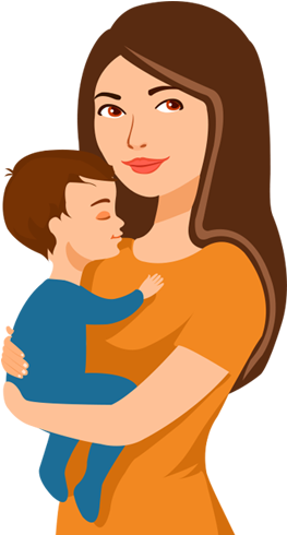 First Visit - Mother And Baby Cartoon Png (500x527), Png Download