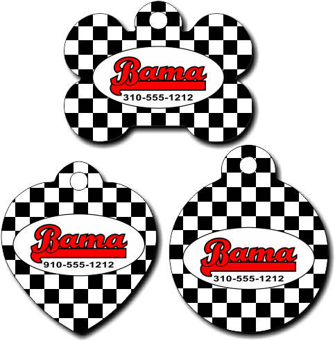 Personalized Checkered Flag Background Pet Tag For - Beadwork (500x502), Png Download