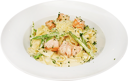 Alfhn Salmon Spaghetti - Fettuccine (500x266), Png Download