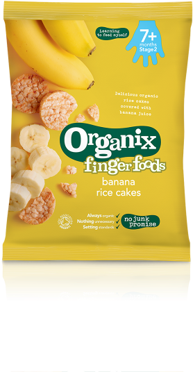 Banana Rice Cakes Packshot - Organix - Banana Rice Cakes 50g (500x535), Png Download