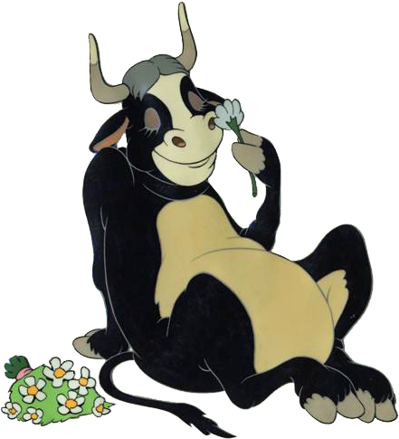 Bull Clipart Ferdinand - Ferdinand The Bull Smelling Flowers (456x510), Png Download
