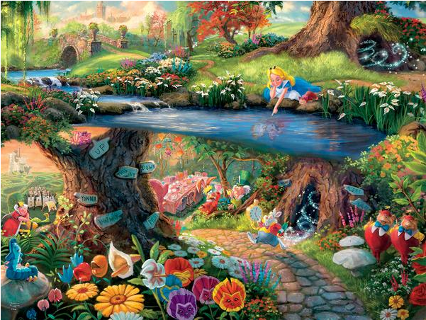 Thomas Kinkade Disney - Ceaco Thomas Kinkade Alice In Wonderland Puzzle (640x640), Png Download