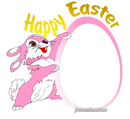 Happy Easter Rabbit Photo Frame - Easter (416x382), Png Download