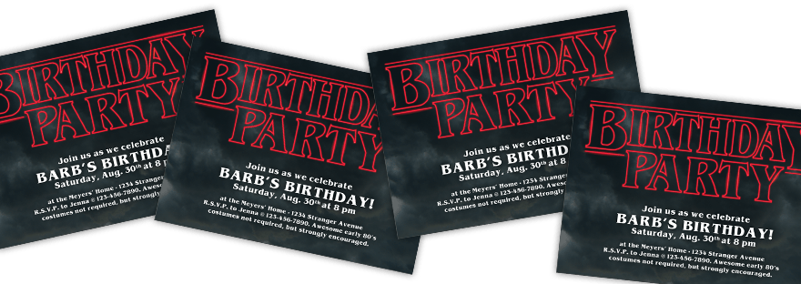 Stranger Thing Birthday Invite (880x312), Png Download